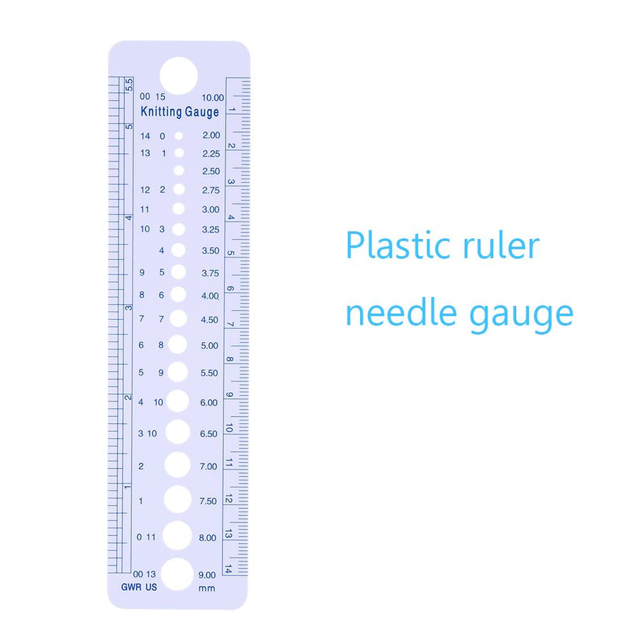 Plastic Knitting Needle Gauge Ruler Inch cm Sewing Tools US UK Canada Sizes 2-10mm