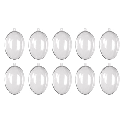 10Pcs Transparent Hollow Oval Ornaments Balls Plastic Egg Shaped Balls Preserved Flower Easter Decoration