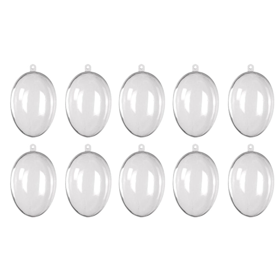 10Pcs Transparent Hollow Oval Ornaments Balls Plastic Egg Shaped Balls Preserved Flower Easter Decoration