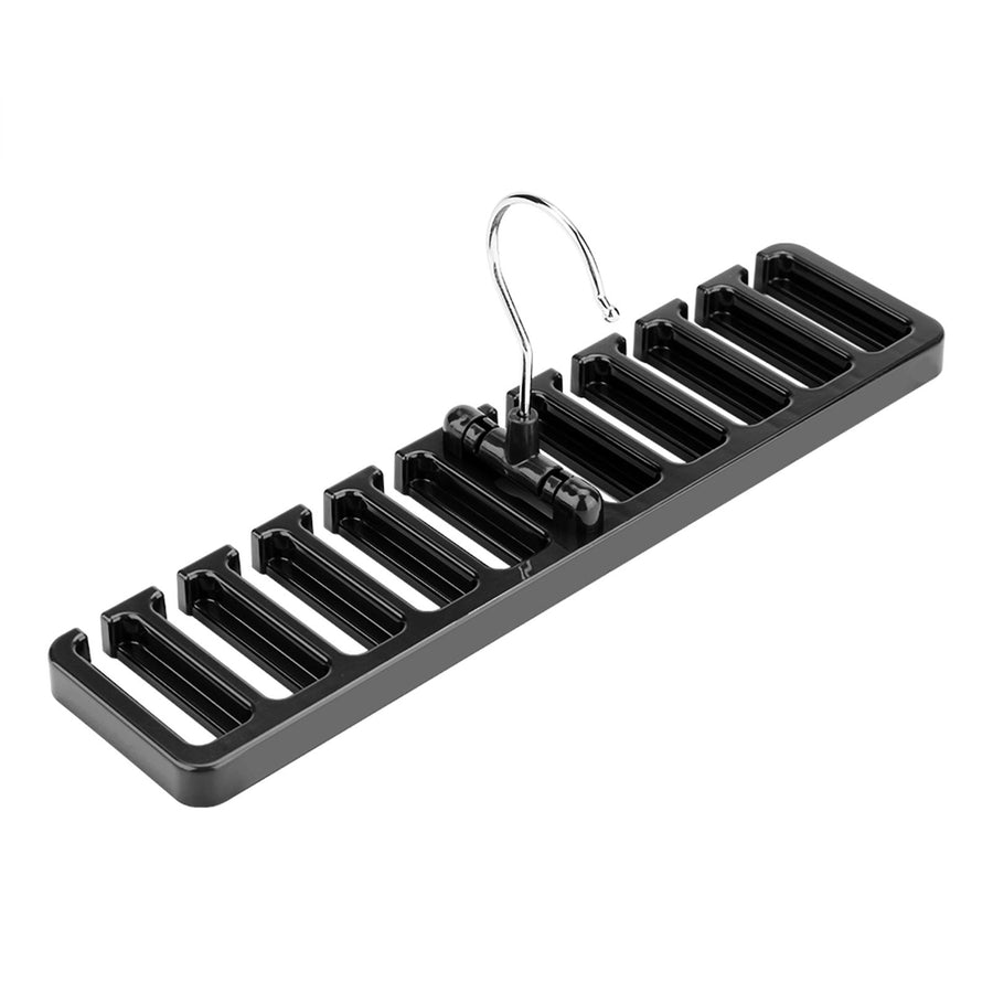10 Slot Tie Belt Scarf Rack Organizer Sturdy Plastic Closet Wardrobe Space Saver Black
