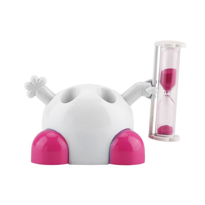 Toothbrush Holder Children Tooth Brushing Hourglass 3 Minutes Countdown Timer(Pink)