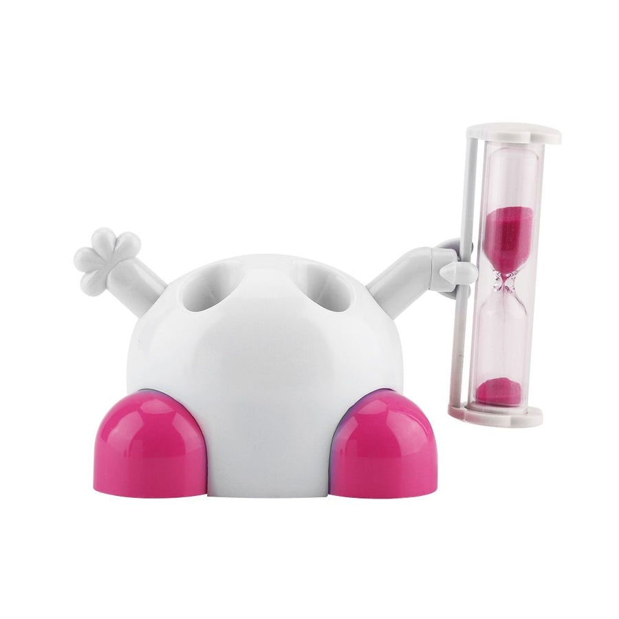 Toothbrush Holder Children Tooth Brushing Hourglass 3 Minutes Countdown Timer(Pink)