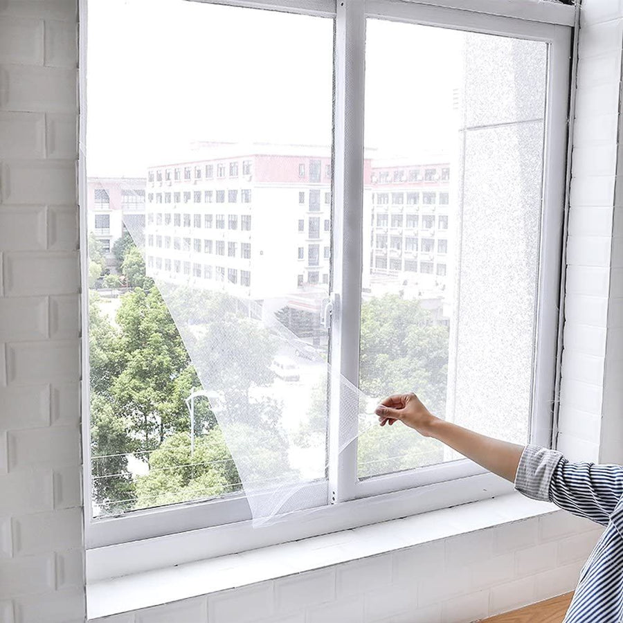 Self Adhesive Window Screening Mesh Anti Mosquito Bugs Flies Insects Room Curtain(130*150cm)