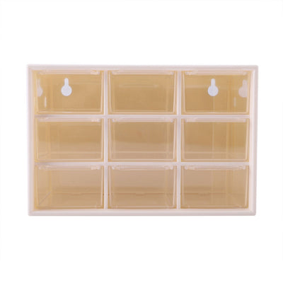 Portable Plastic 9 Lattice Mini Cabinets Drawer Jewelry Cosmetic Storage Box White