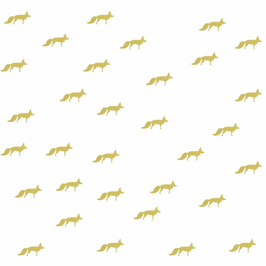Vinyl Wall Sticker Fox Shaped Decal for Nursery Dormitory Bedroom Home Decoration(Gold)