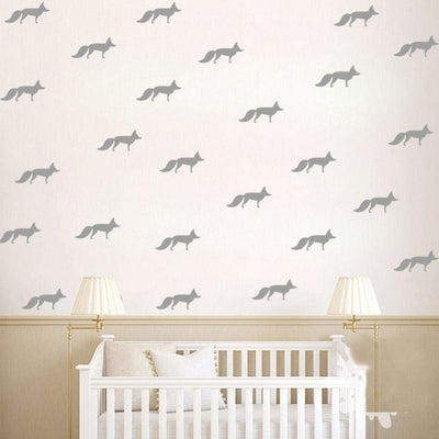Vinyl Wall Sticker Fox Shaped Decal for Nursery Dormitory Bedroom Home Decoration(Light grey)