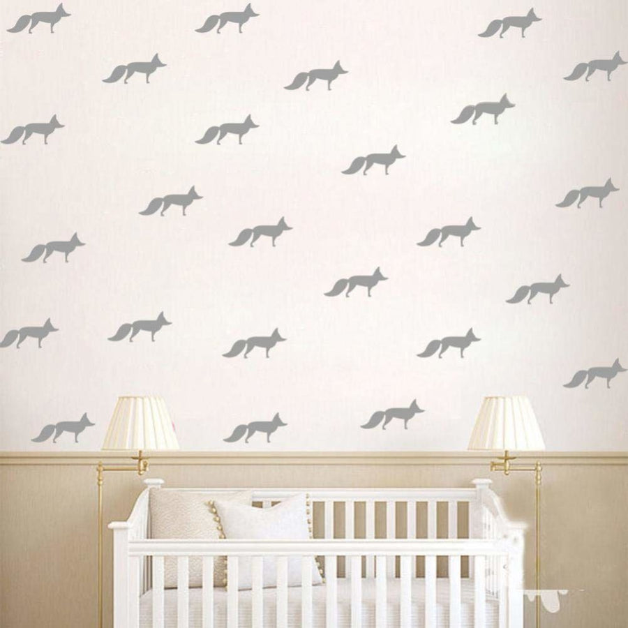 Vinyl Wall Sticker Fox Shaped Decal for Nursery Dormitory Bedroom Home Decoration(Light grey)