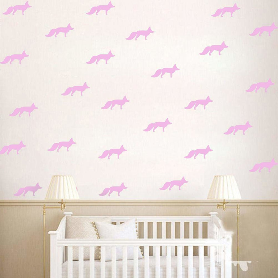 Vinyl Wall Sticker Fox Shaped Decal for Nursery Dormitory Bedroom Home Decoration(Pink)