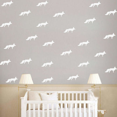 Vinyl Wall Sticker Fox Shaped Decal for Nursery Dormitory Bedroom Home Decoration(White)