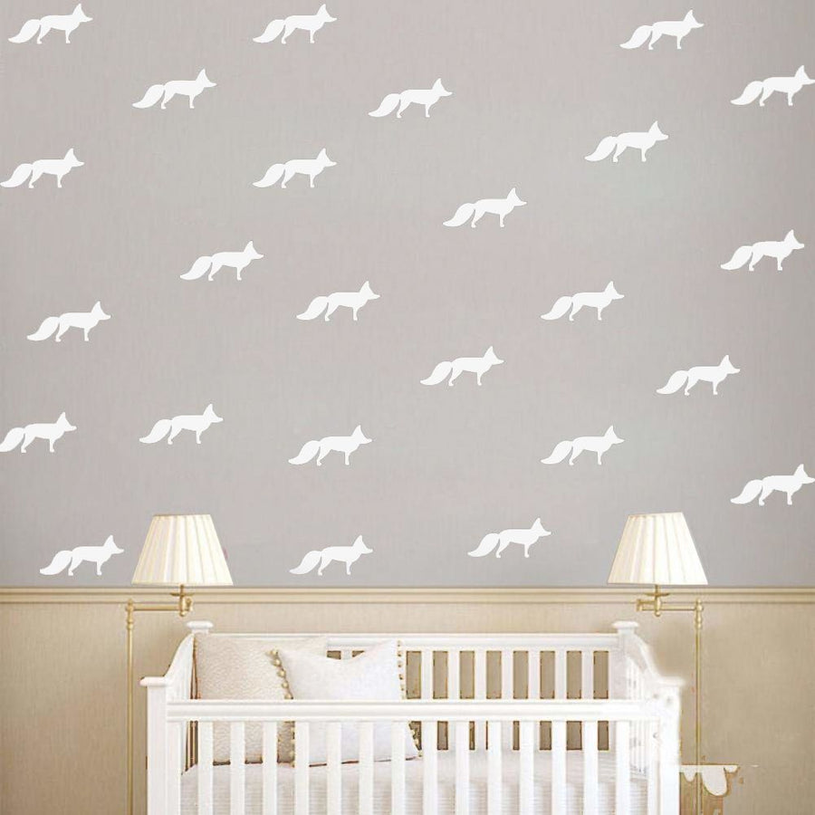 Vinyl Wall Sticker Fox Shaped Decal for Nursery Dormitory Bedroom Home Decoration(White)