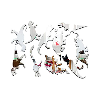 Dinosaur Novel Wall Stickers Bedroom Living Room Backdrop Wall Decoration(Silver)