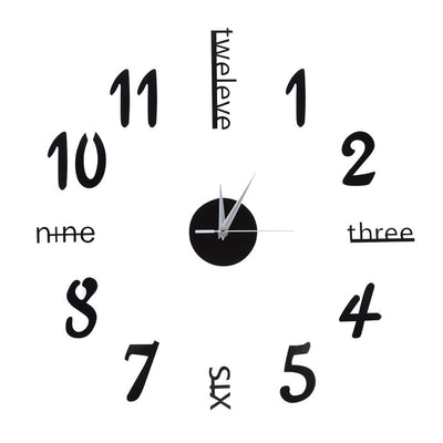 Wall Sticker digital clock stickers Wall Clock DIY 3D Decorative Wall Clock for Home Black