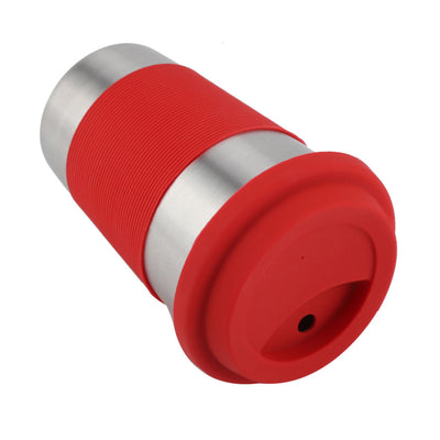 500ml Stainless Steel Cup Drinking with Silicone Cover & Lid Heat Insulation Water Bottle (Red)