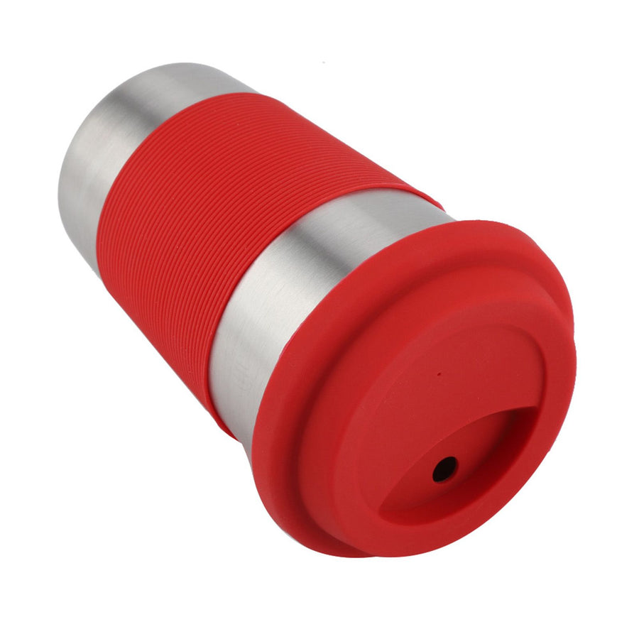 500ml Stainless Steel Cup Drinking with Silicone Cover & Lid Heat Insulation Water Bottle (Red)