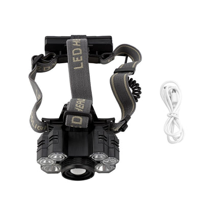 USB Rechargeable 7LED High Bright Headlight Head Torch Lamp for Outdoor Camping Fishing