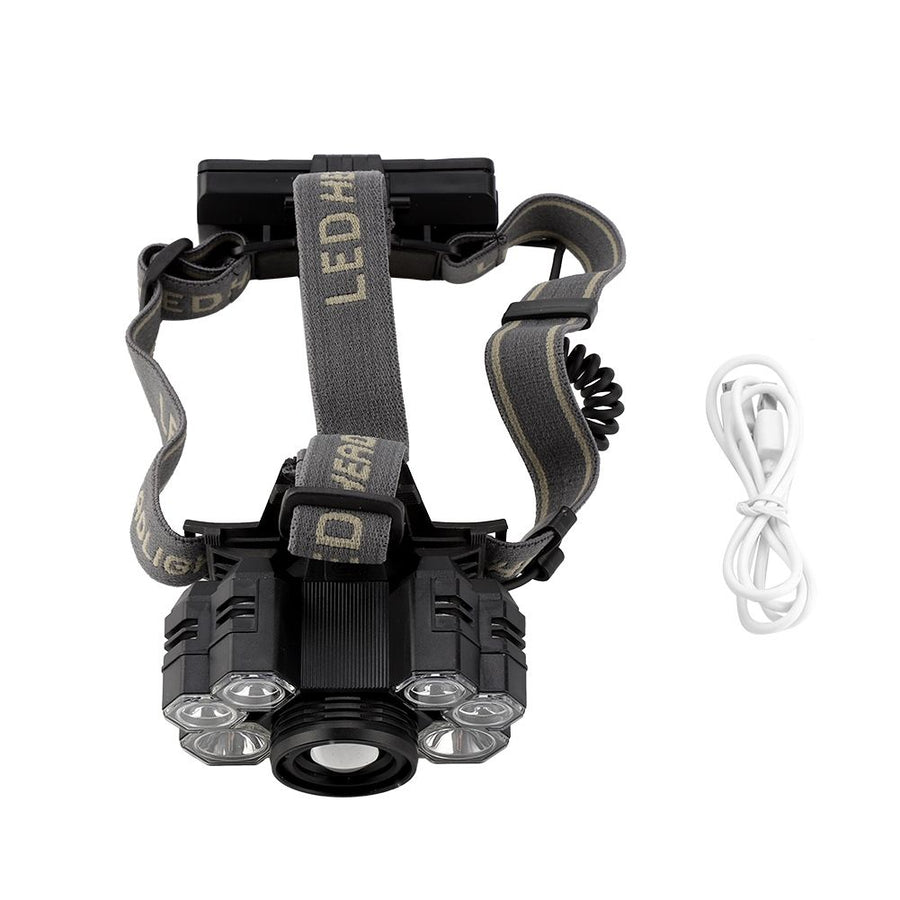 USB Rechargeable 7LED High Bright Headlight Head Torch Lamp for Outdoor Camping Fishing