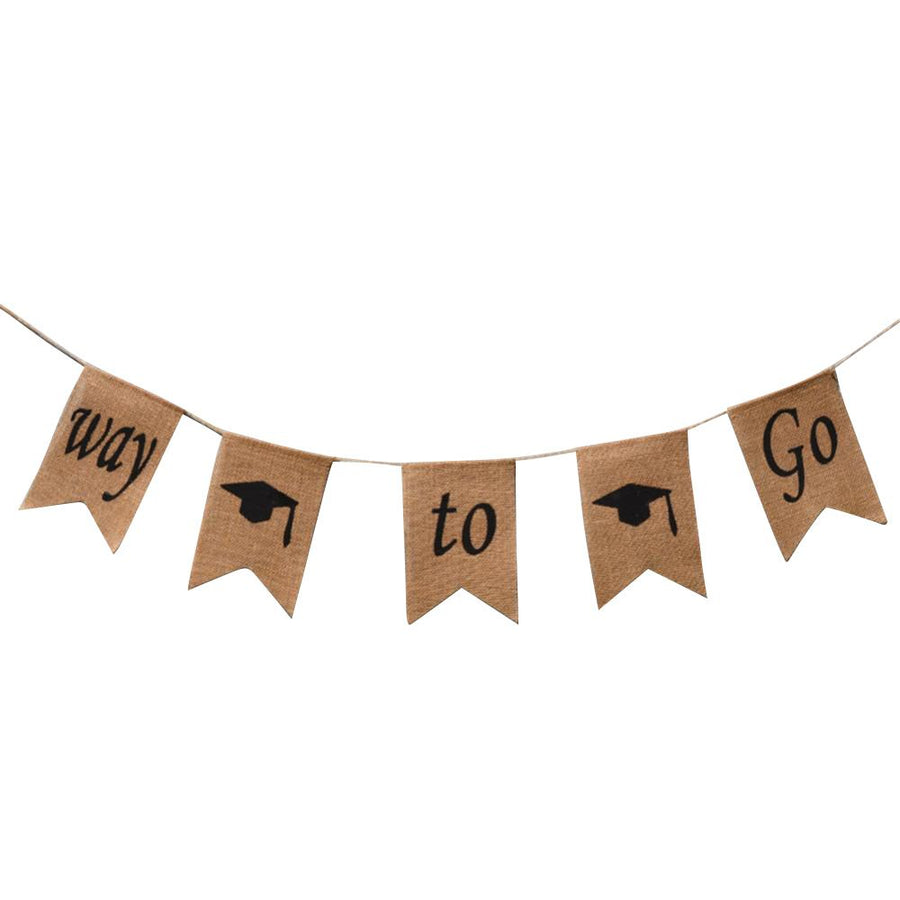 Doctoral Cap Burlap Banner Hanging Linen Swallowtail Flags for Graduation Ceremony Party Decor