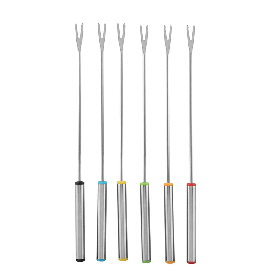 6pcs/Set Stainless Steel Chocolate Cheese Dessert Fondue Pot Forks Kitchen Tool Tableware