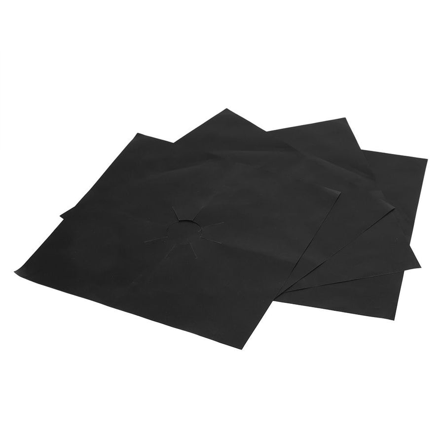 4Pcs Gas Range Stove Burner Covers Protector NOn Stick Oil Protection Mat Kitchen Tool(Black)