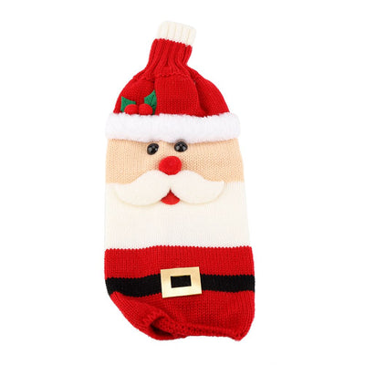 Knitted Wine Bottle Cover Bag Protector Christmas Table Party Decoration Ornament (Santa Claus)