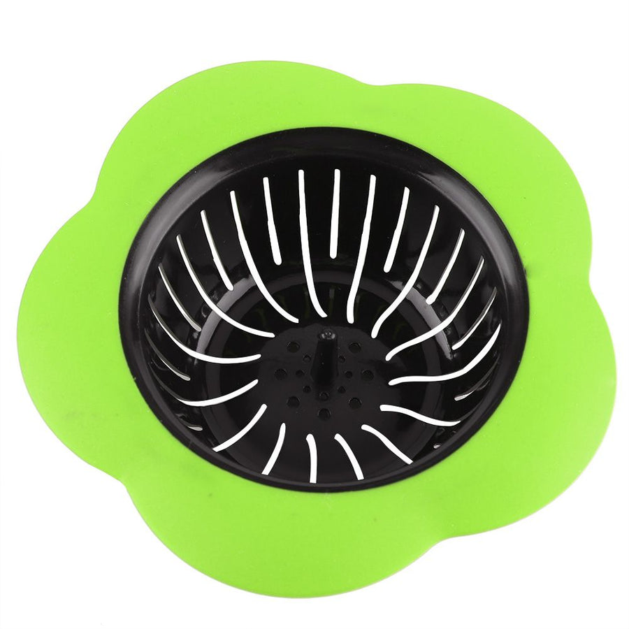 Flower Shaped Plastic Basin Sink Strainer Drain Stopper Kitchen Bathroom Accessories (Green)