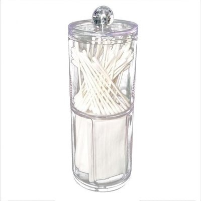 1Pc Acrylic Comestic Plastic Round Box Cotton Pad Swabs Makeup Storage Case