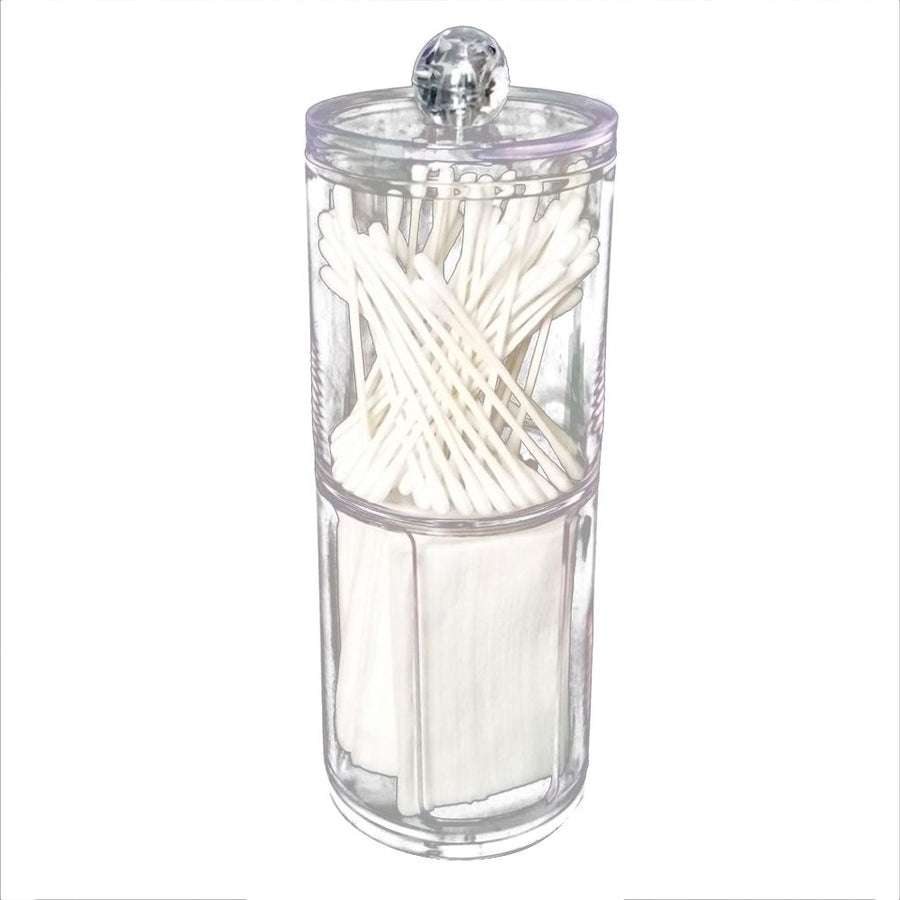 1Pc Acrylic Comestic Plastic Round Box Cotton Pad Swabs Makeup Storage Case