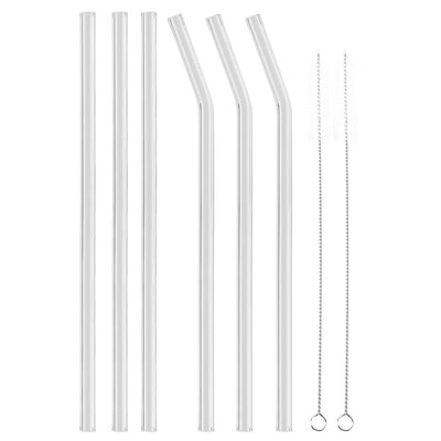 Reusable Eco friendly Glass Drinking Straw with Cleaning Brush Transparent Convenient Tableware