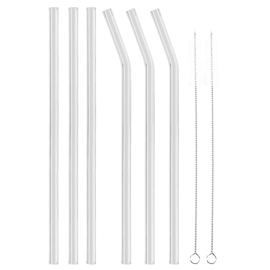 Reusable Eco friendly Glass Drinking Straw with Cleaning Brush Transparent Convenient Tableware