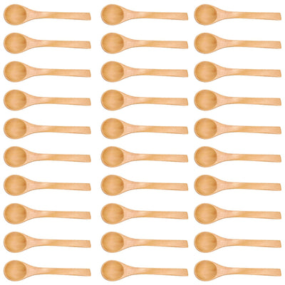 30pcs Mini Natural Wooden Children Spoon Kitchen Condiment Tool