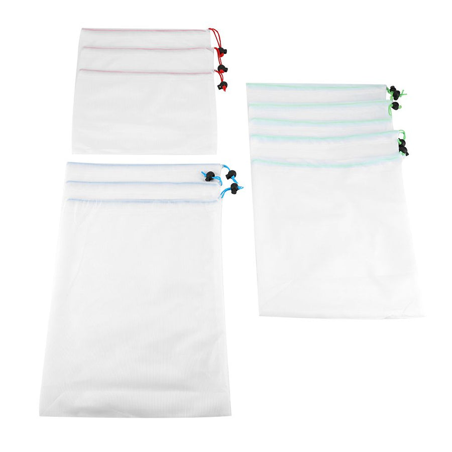 11Pcs Reusable Drawstring Mesh Bags Fruit Vegetable Sacks Storage Toys Pouch Shopping Bag
