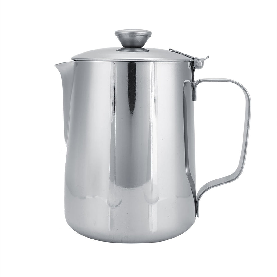 Stainless Steel Coffee Cup Mug Milk Frothing Pitcher Jug with Lid for Latte Coffee Art(600ml)