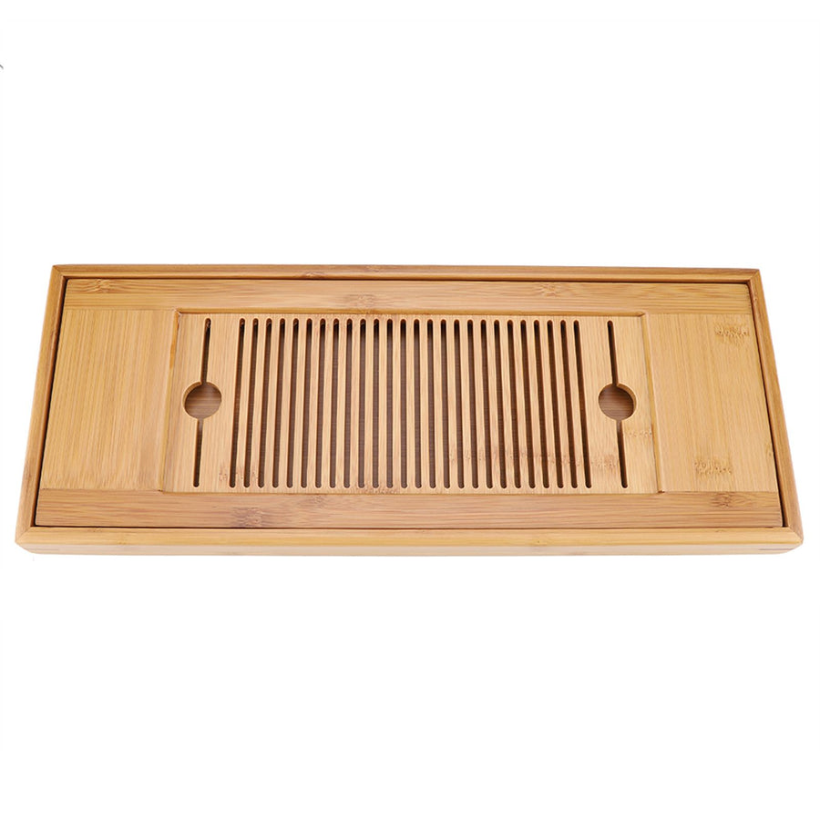 1Pc Bamboo Mini Tea Serving Tray Chinese Gongfu Tea Plate for Home Office Table 38*15cm