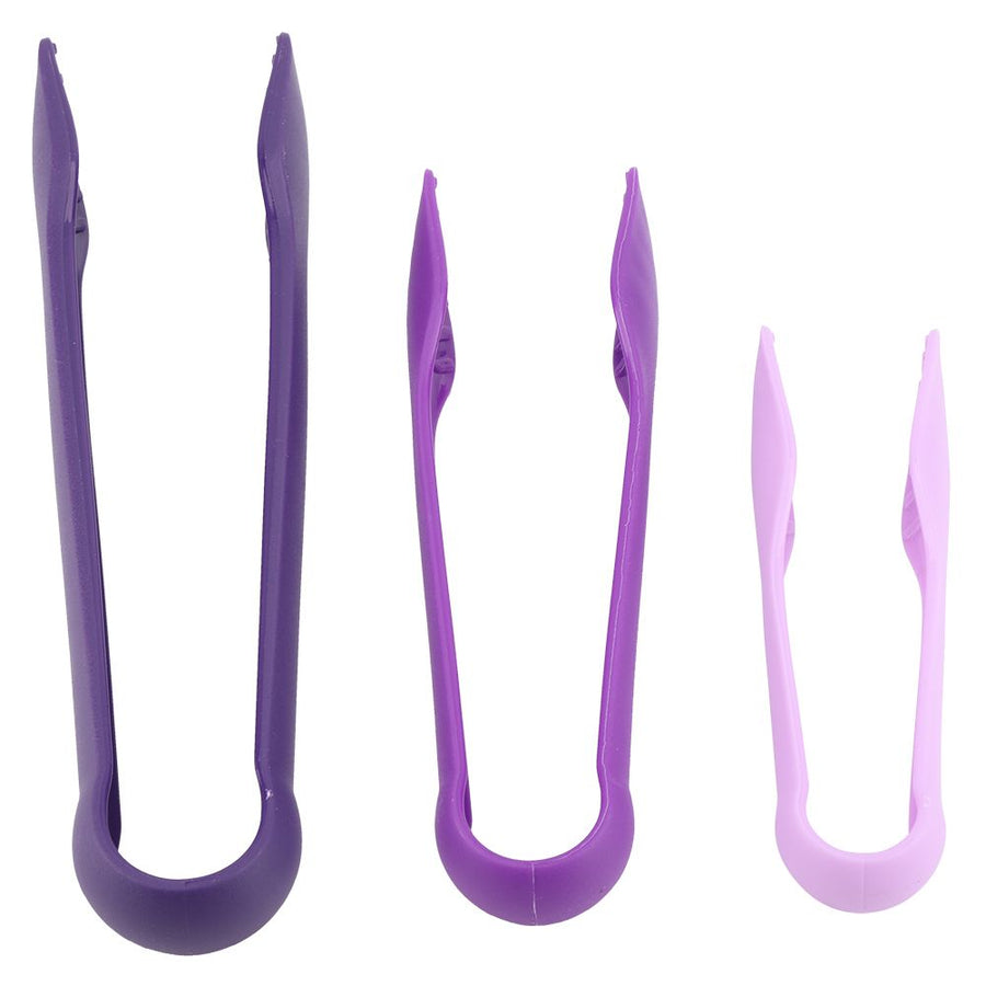 3 PCS Multifunctional Plastic Bread Tongs Food Clamps for Home Bakery (Purple)
