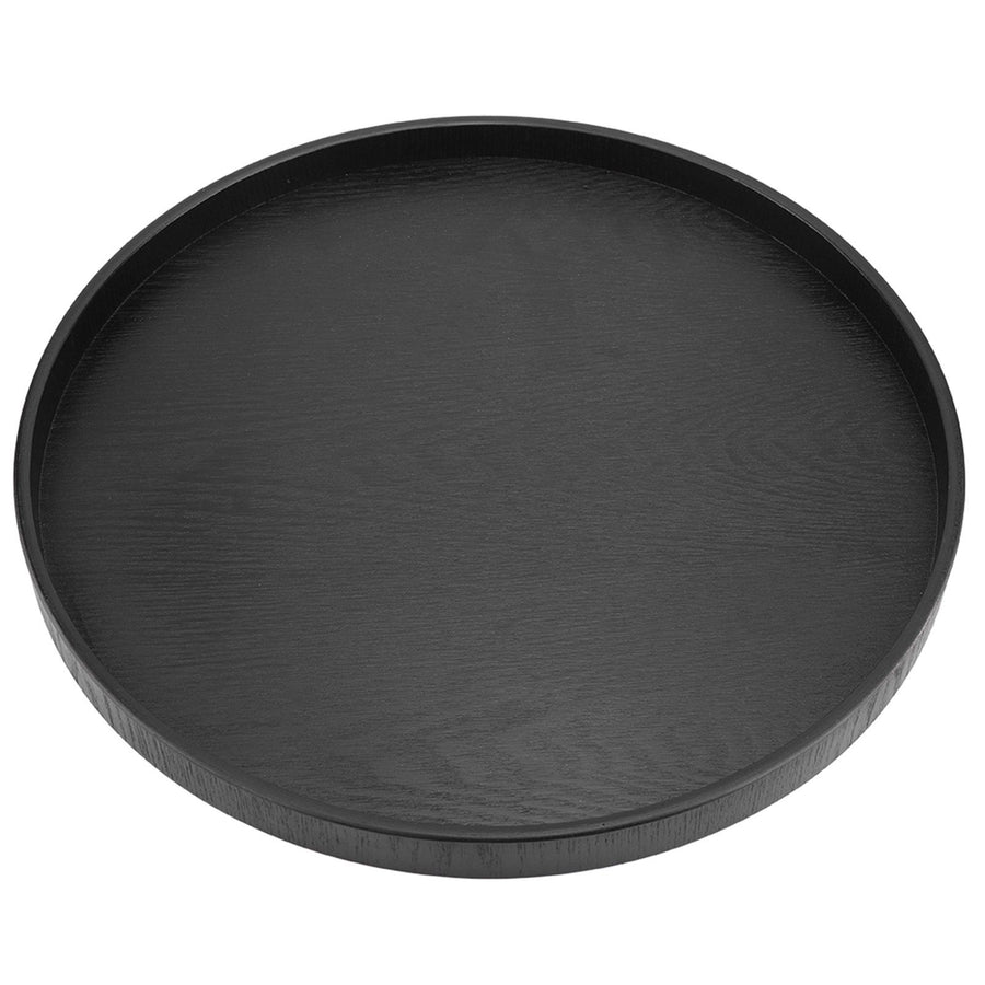 Round Shape Solid Wood Tea Coffee Snack Food Meals Serving Tray Plate Restaurant Trays Black
