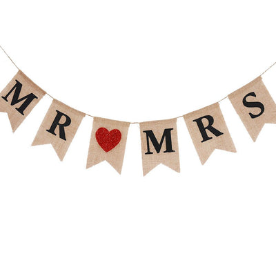 Burlap Banner Hanging Flags for Party Wedding Bridal Proposal Decoration