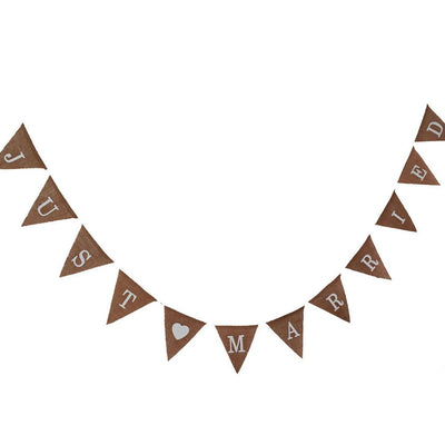 Burlap Triangle Banner Hanging Flags for Party Wedding Bridal Proposal Decoration 01