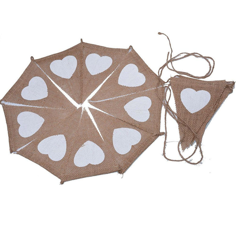 LOVE Triangle Linen Hanging Flags Heart shaped Banner Bunting for Wedding Decoration