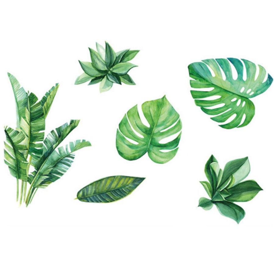 Green Leaves Shape Sticker Living Room Bedroom Backdrop Wall Decorative Decal