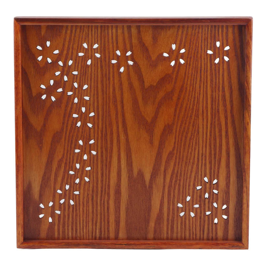 Traditional Wooden Tea Plate Coffee Fruits Snacks Serving Tray Dish for Home Restaurant 34*34cm