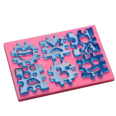Smile Face Jigsaw Fondant Cake Decoration Mold Silicone DIY Baking Tool