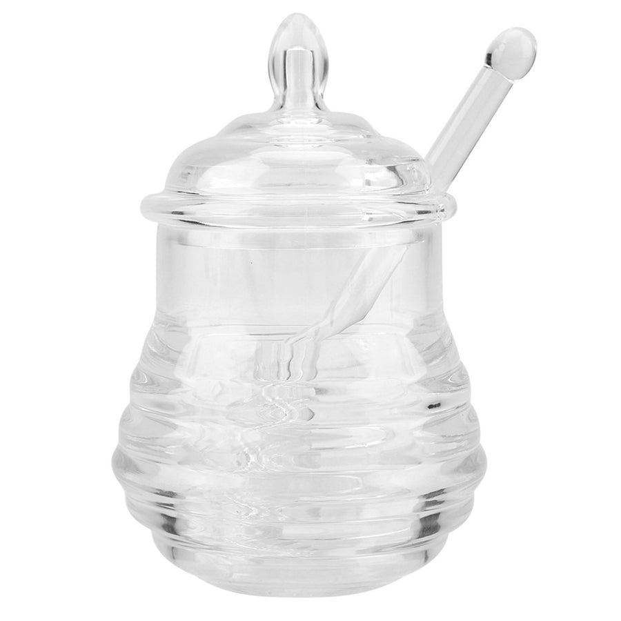 245ml Transparent Beehiveshaped Honey Jar with Dripper Stick for Storing and Dispensing Honey