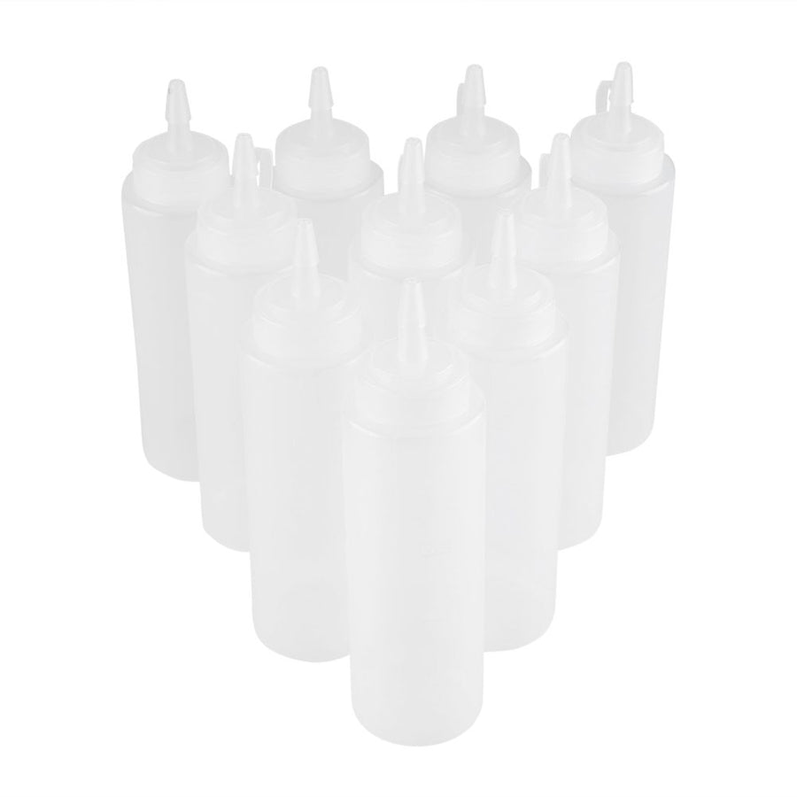 240ml 10pcs / Set Plastic Condiment Dispenser for Sauce Oil Cream Vineger (White)