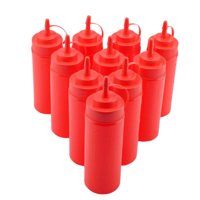 340ml 10pcs / Set Plastic Condiment Dispenser for Sauce Oil Cream Vineger (Red)