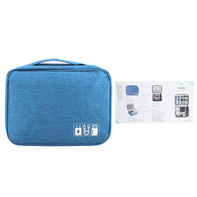 Portable Storage Bag for USB Cable Power Bank Headphone Digital Garget Organizer(Blue)