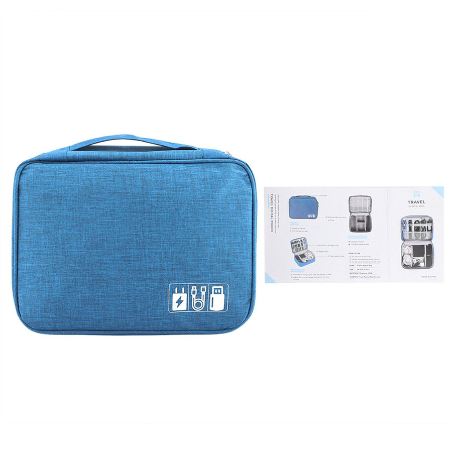 Portable Storage Bag for USB Cable Power Bank Headphone Digital Garget Organizer(Blue)