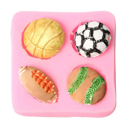 Silicone Cake Mold Football Baseball Sports Ball Pattern Chocolate Baking DIY Mold Making Tool