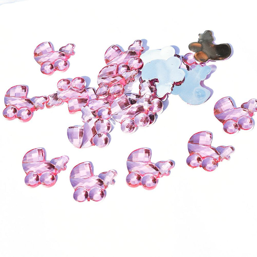 100pcs Baby Shower Birthday Party Gift Decoration Toy Accessories (Pinkcarriage)
