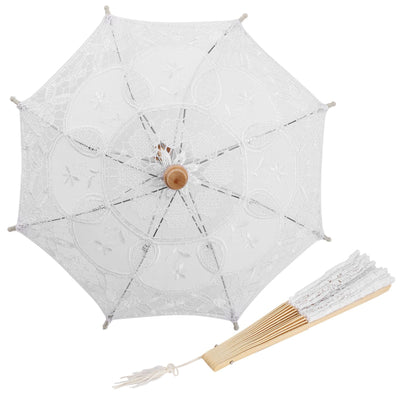 Lace Umbrella Fan Parasol for Lady Women Party Decor Dancing Photography Prop