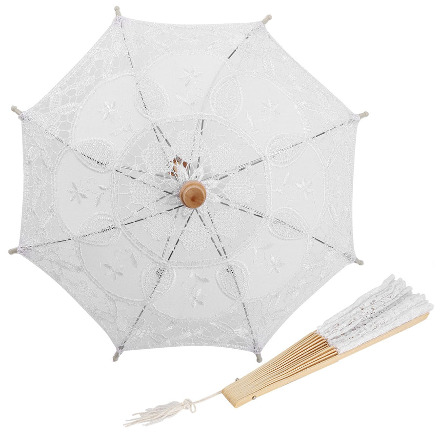 Lace Umbrella Fan Parasol for Lady Women Party Decor Dancing Photography Prop